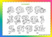 English Worksheet: Alphabet and colour