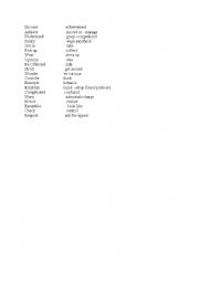 English worksheet: some words wth ther meanngs