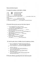 English Worksheet: Direct and Indirect Speech