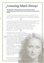 English Worksheet: Amazing Meril Streep!