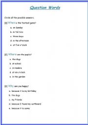 English Worksheet: Question words