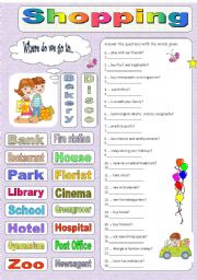 English Worksheet: Shopping in Town