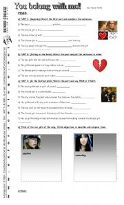 English Worksheet: You belong with me videoclip