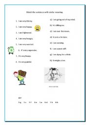 English worksheet: Sentences with similar meaning