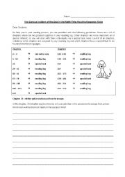 English Worksheet: The Curious Incident of the Dog in the Night-Time