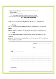 English worksheet: My Summer Holiday