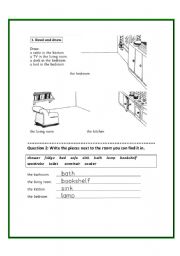English Worksheet: rooms in a house
