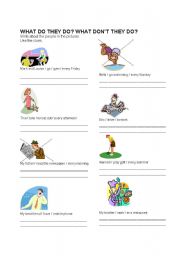 English Worksheet: Present simple routines with pictures clues - Writing 