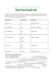 English Worksheet: Future of modals