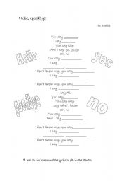 English Worksheet: Hello, goodbye - The Beatles