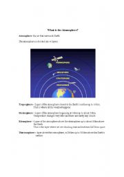 English worksheet: Atmposhere Layers