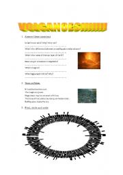 English worksheet: Volcanoes!!