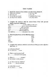 English worksheet: test paper