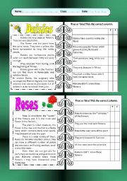 English Worksheet: Reading comprehension: Flowers