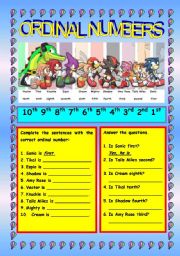 English Worksheet: ORDINAL NUMBERS 1-10 PART 1/3