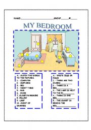 English Worksheet: MY BEDROOM