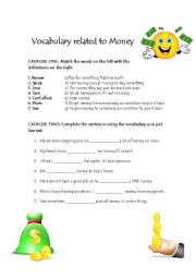 English worksheet: Money Vocabulary