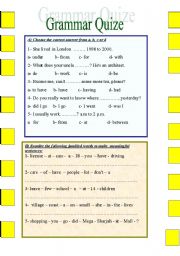 English worksheet: grammar quize