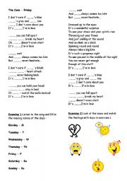English Worksheet: The Cure - Friday
