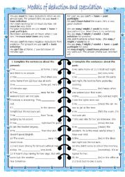 English Worksheet: modals of deduction and speculation (editable, with key)