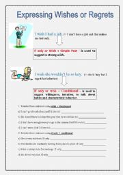 English Worksheet: Expressing Wishes or Regrets