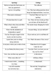 English Worksheet: school jokes