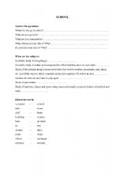 English worksheet: school