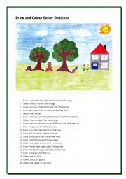 English Worksheet: Draw and Colour Easter Dictation