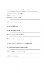 English worksheet: Frecuency Adverbs use