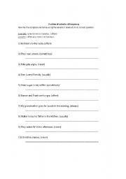 English Worksheet: Frecuency Adverbs use