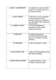 English worksheet: TV programmes - vovabulary