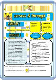 English Worksheet: Prepositions ACROSS/THROUGH