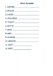 English Worksheet: World scramble
