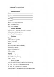 English worksheet: Personal Information