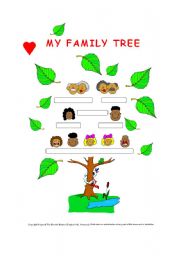 English Worksheet: I Love My Family - Labeling Poster (Horizontal & Vertical Relationships) + Key