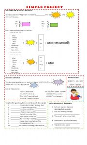 English Worksheet: SIMPLE PRESENT: Questions and negatives