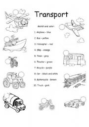 English Worksheet: Means of transportation