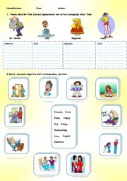English Worksheet: Physical and Personal Description