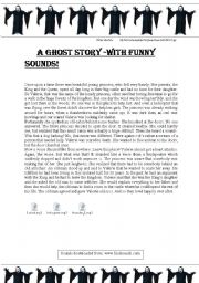 English Worksheet: A ghost story with funny sounds