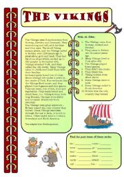 English Worksheet: Reading comprehension - The Vikings