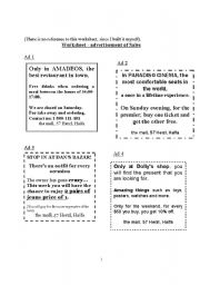 English Worksheet: commercials