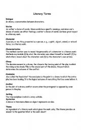 English Worksheet: Literary terms