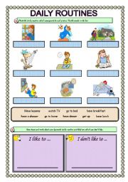 English Worksheet: DAILY ROUTINES