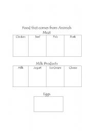 English worksheet: Where does food come from?