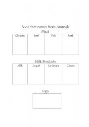 English Worksheet: Where does food come from?