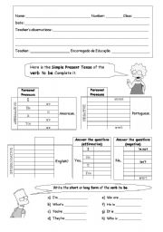 English Worksheet: Grammar Test (verb to be and verb to have got)