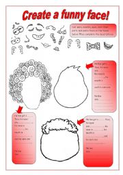 English Worksheet: Create a funny face!!!!!