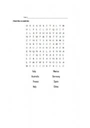 English Worksheet: countries wordsearcher