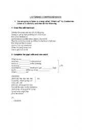 English worksheet: Song - Whats up