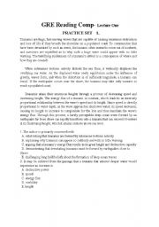 English Worksheet: GRE Reading Comprehension Exercises